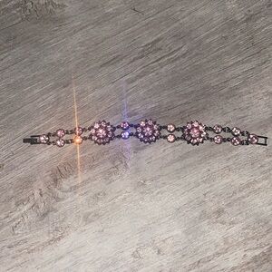Pink rhinestone chain link bracelet